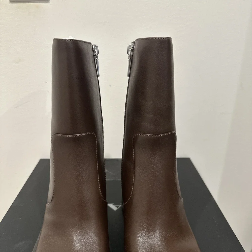 COACH Women Size 9.5B Sculpted C Leather Booties Maple Classic Sporty - Picture 6 of 16